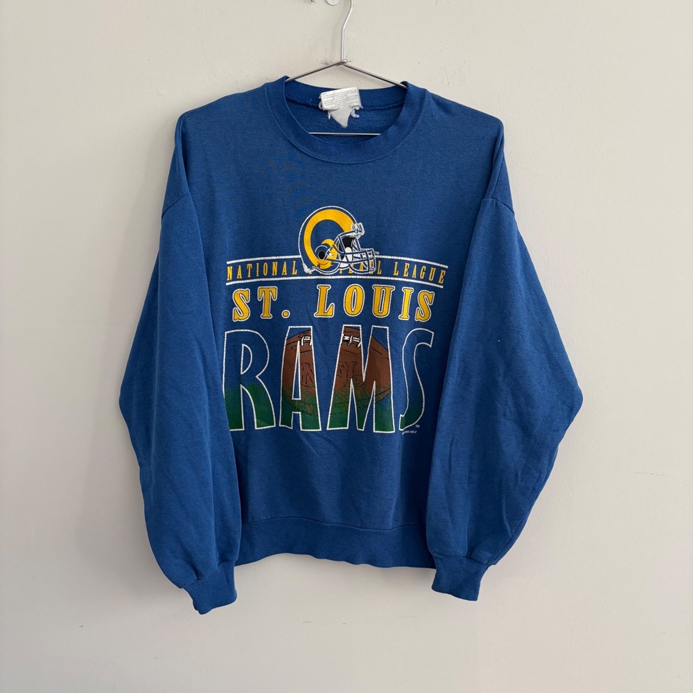 Vintage 1995 St Louis Rams Locker Line Crewneck Sweatshirt Blue XL